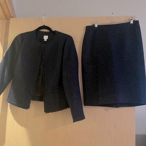 J.Crew Navy Tweed Blazer and Pencil Skirt Set